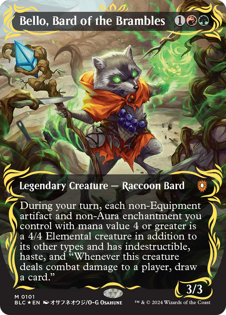 Bello, Bard of the Brambles (Borderless) (Raised Foil) [Bloomburrow Commander] | Jomio and Rueliete's Cards and Comics