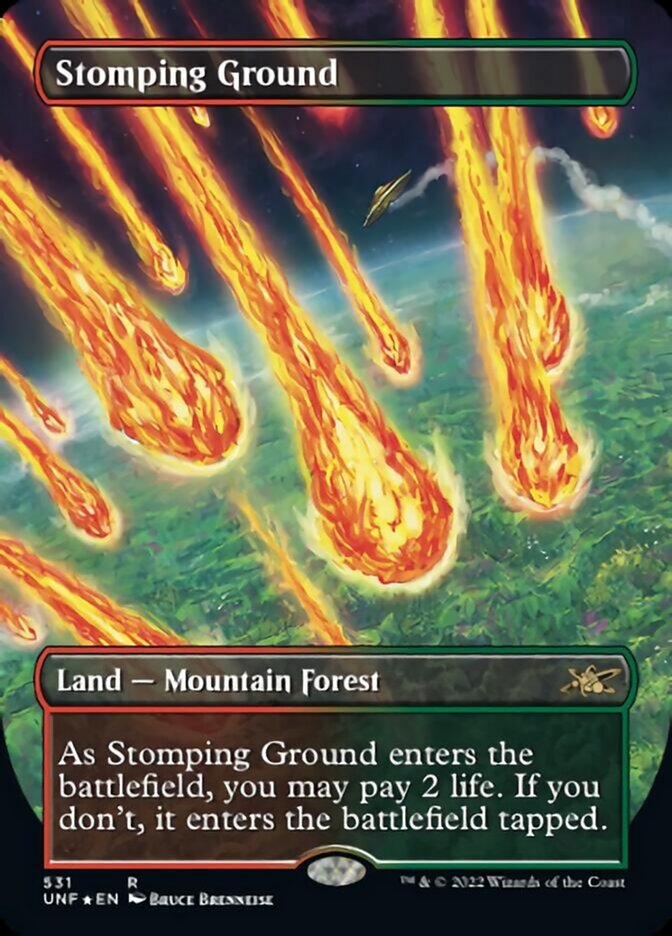 Stomping Ground (Borderless) (Galaxy Foil) [Unfinity] | Jomio and Rueliete's Cards and Comics