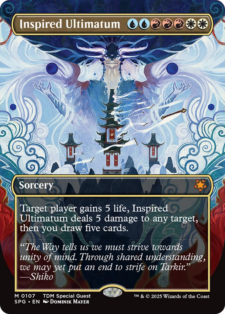 Inspired Ultimatum (Borderless) [Tarkir: Dragonstorm Special Guests] | Jomio and Rueliete's Cards and Comics