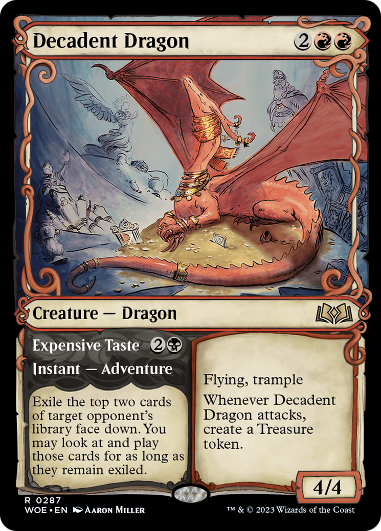 Decadent Dragon // Expensive Taste (Showcase) [Wilds of Eldraine] | Jomio and Rueliete's Cards and Comics