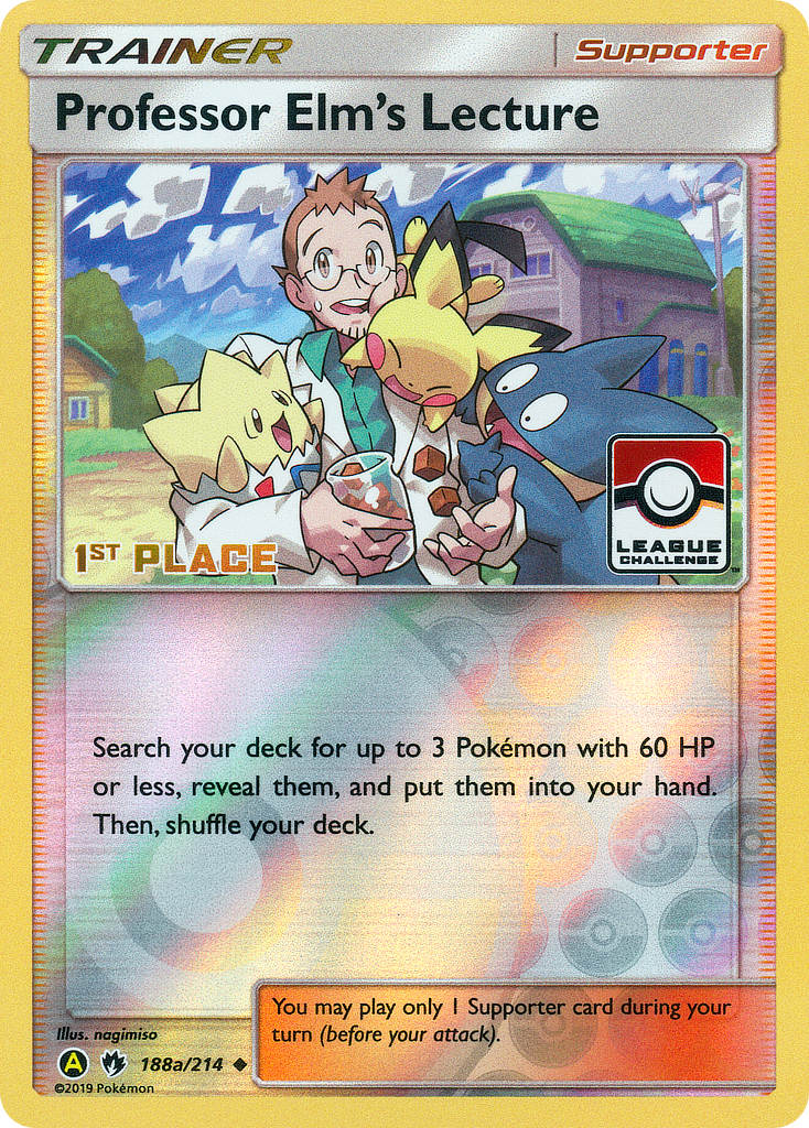 Professor Elm's Lecture (188a/214) (League Promo 1st Place) [Sun & Moon: Lost Thunder] | Jomio and Rueliete's Cards and Comics