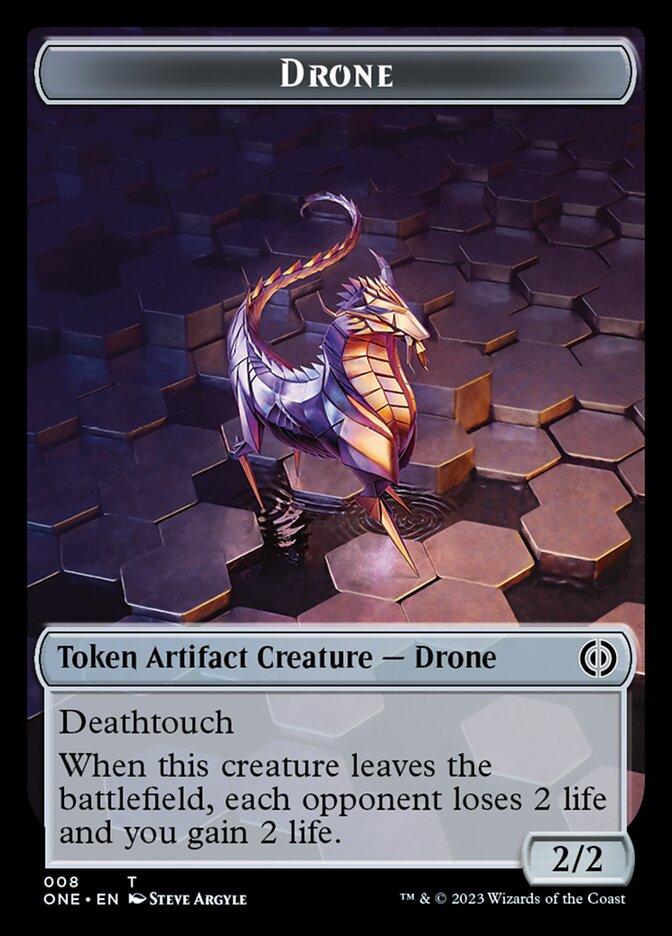 Rebel // Drone Double-Sided Token [Phyrexia: All Will Be One Tokens] | Jomio and Rueliete's Cards and Comics