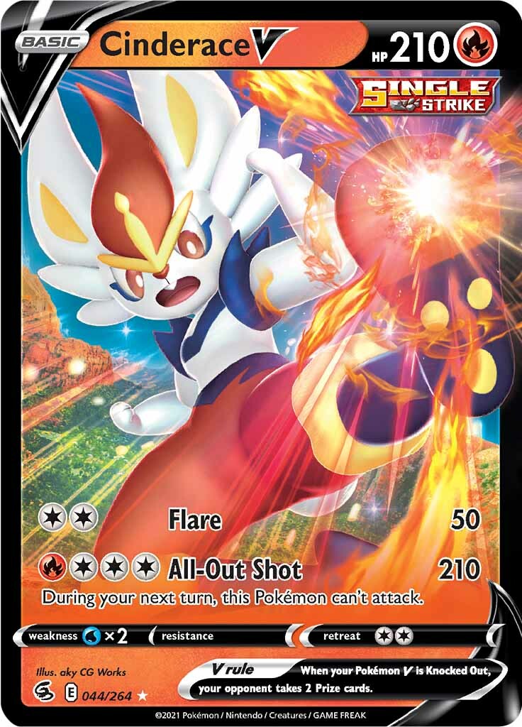 Cinderace V (044/264) [Sword & Shield: Fusion Strike] | Jomio and Rueliete's Cards and Comics