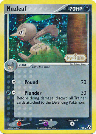 Nuzleaf (41/92) (Stamped) [EX: Legend Maker] | Jomio and Rueliete's Cards and Comics