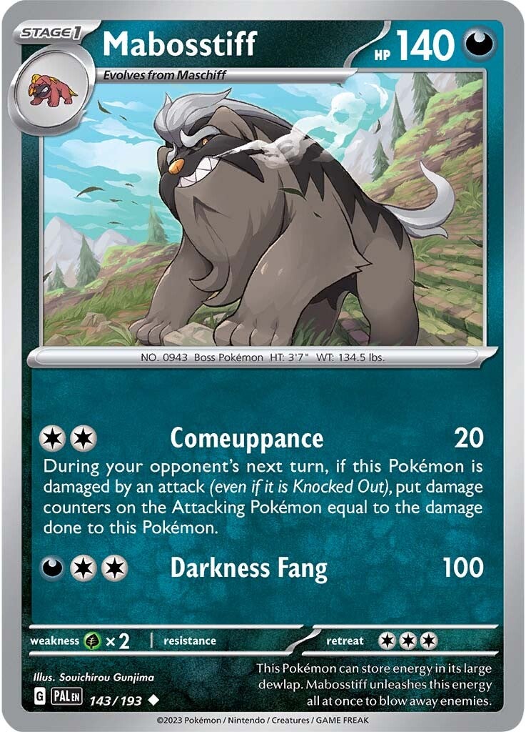Mabosstiff (143/193) [Scarlet & Violet: Paldea Evolved] | Jomio and Rueliete's Cards and Comics