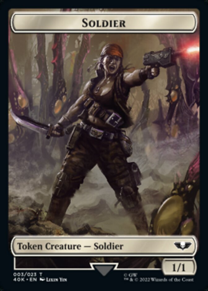 Soldier (003) // Sicarian Infiltrator Double-Sided Token (Surge Foil) [Warhammer 40,000 Tokens] | Jomio and Rueliete's Cards and Comics