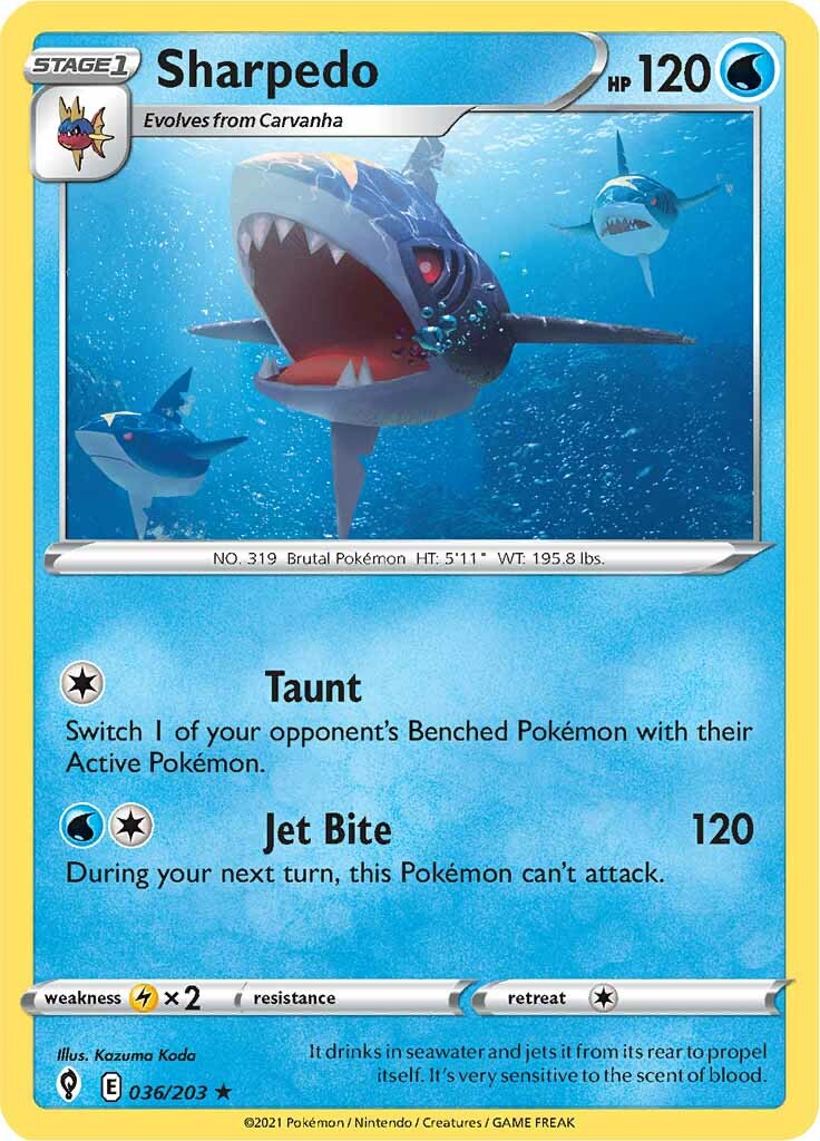 Sharpedo (036/203) [Sword & Shield: Evolving Skies] | Jomio and Rueliete's Cards and Comics