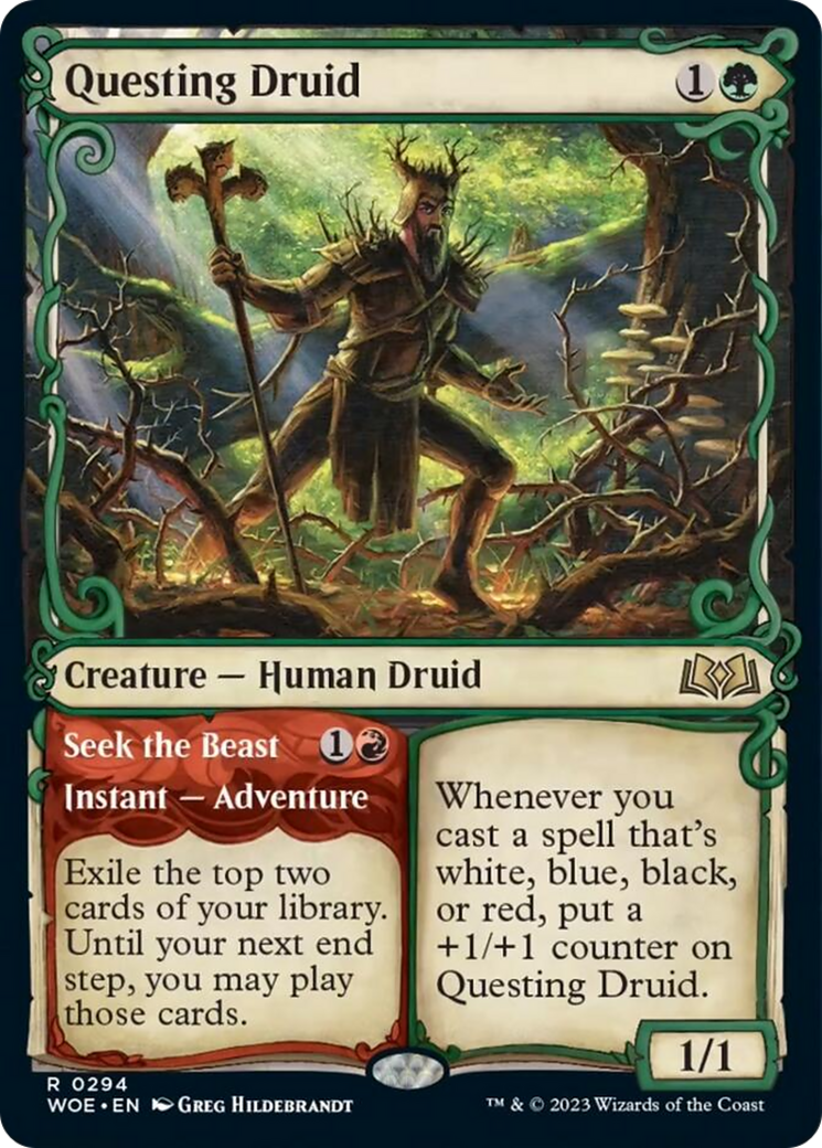 Questing Druid // Seek the Beast (Showcase) [Wilds of Eldraine] | Jomio and Rueliete's Cards and Comics