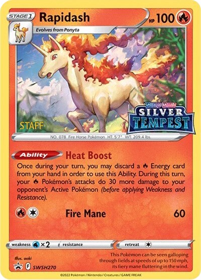 Rapidash (SWSH270) (Prerelease) (Staff) [Sword & Shield: Black Star Promos] | Jomio and Rueliete's Cards and Comics