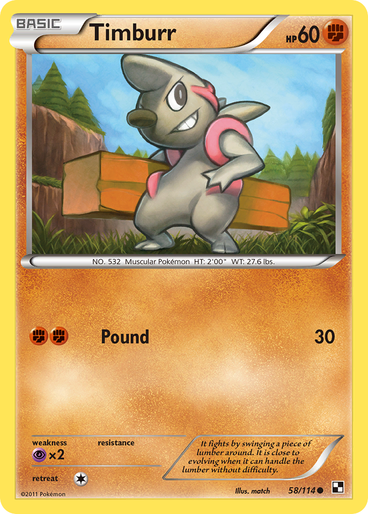 Timburr (58/114) [Black & White: Base Set] | Jomio and Rueliete's Cards and Comics