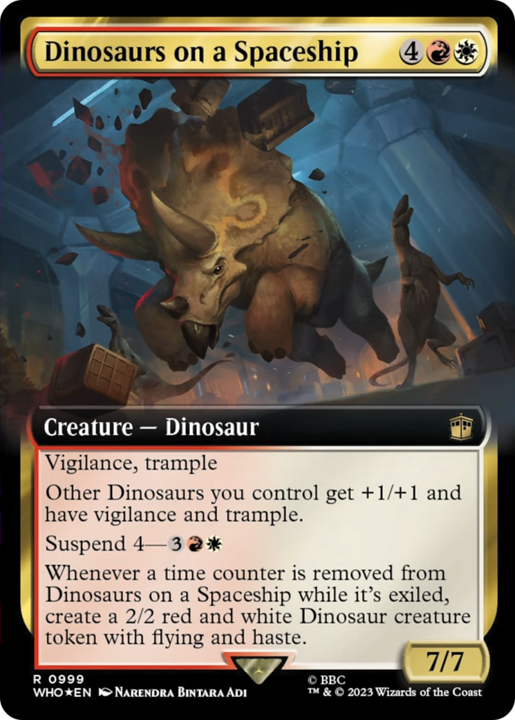Dinosaurs on a Spaceship (Extended Art) (Surge Foil) [Doctor Who] | Jomio and Rueliete's Cards and Comics
