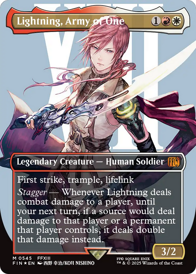 Lightning, Army of One (Borderless) (Surge Foil) [FINAL FANTASY] | Jomio and Rueliete's Cards and Comics