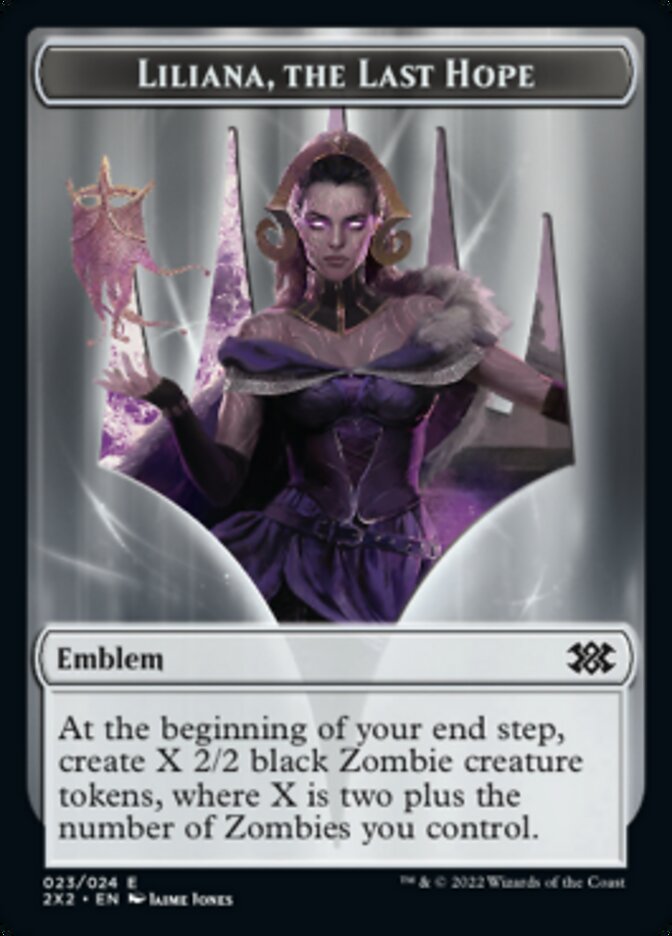 Liliana, the Last Hope Emblem // Spirit (002) Double-Sided Token [Double Masters 2022 Tokens] | Jomio and Rueliete's Cards and Comics