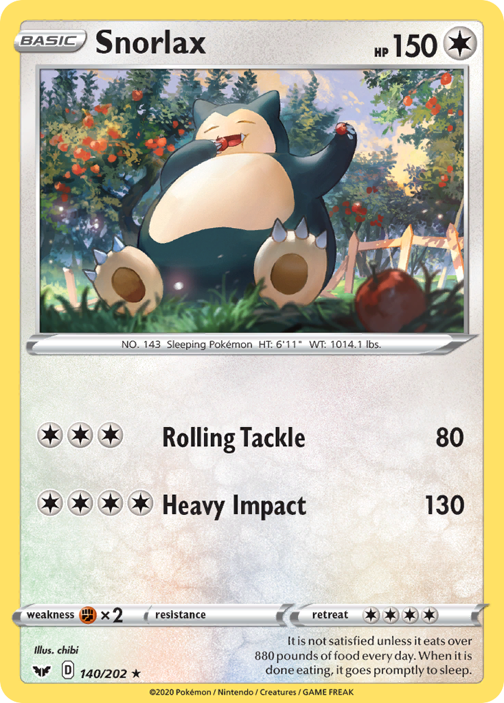 Snorlax (140/202) [Sword & Shield: Base Set] | Jomio and Rueliete's Cards and Comics