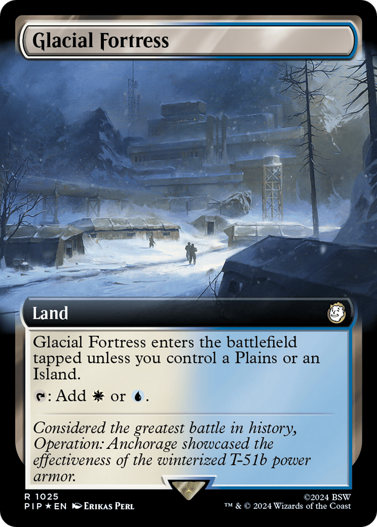 Glacial Fortress (Extended Art) (Surge Foil) [Fallout] | Jomio and Rueliete's Cards and Comics