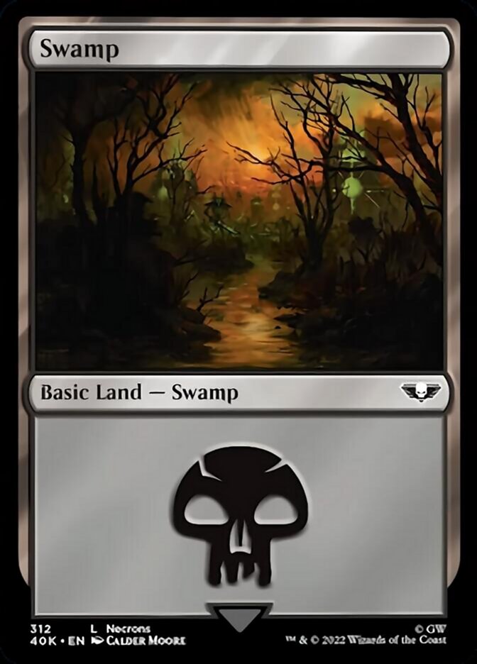 Swamp (312) (Surge Foil) [Warhammer 40,000] | Jomio and Rueliete's Cards and Comics