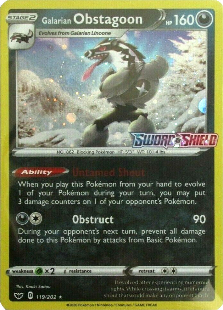 Galarian Obstagoon (119/202) (Cosmos Holo) [Sword & Shield: Base Set] | Jomio and Rueliete's Cards and Comics