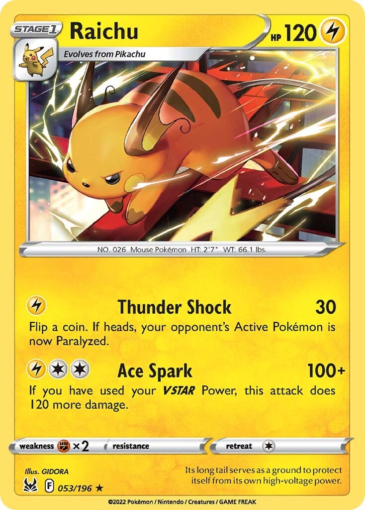Raichu (053/196) [Sword & Shield: Lost Origin] | Jomio and Rueliete's Cards and Comics