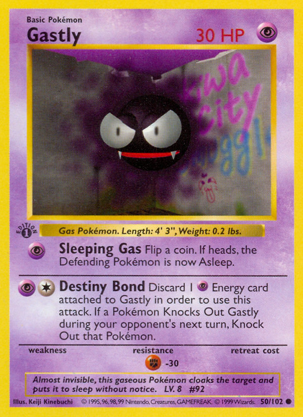 Gastly (50/102) (Shadowless) [Base Set 1st Edition] | Jomio and Rueliete's Cards and Comics