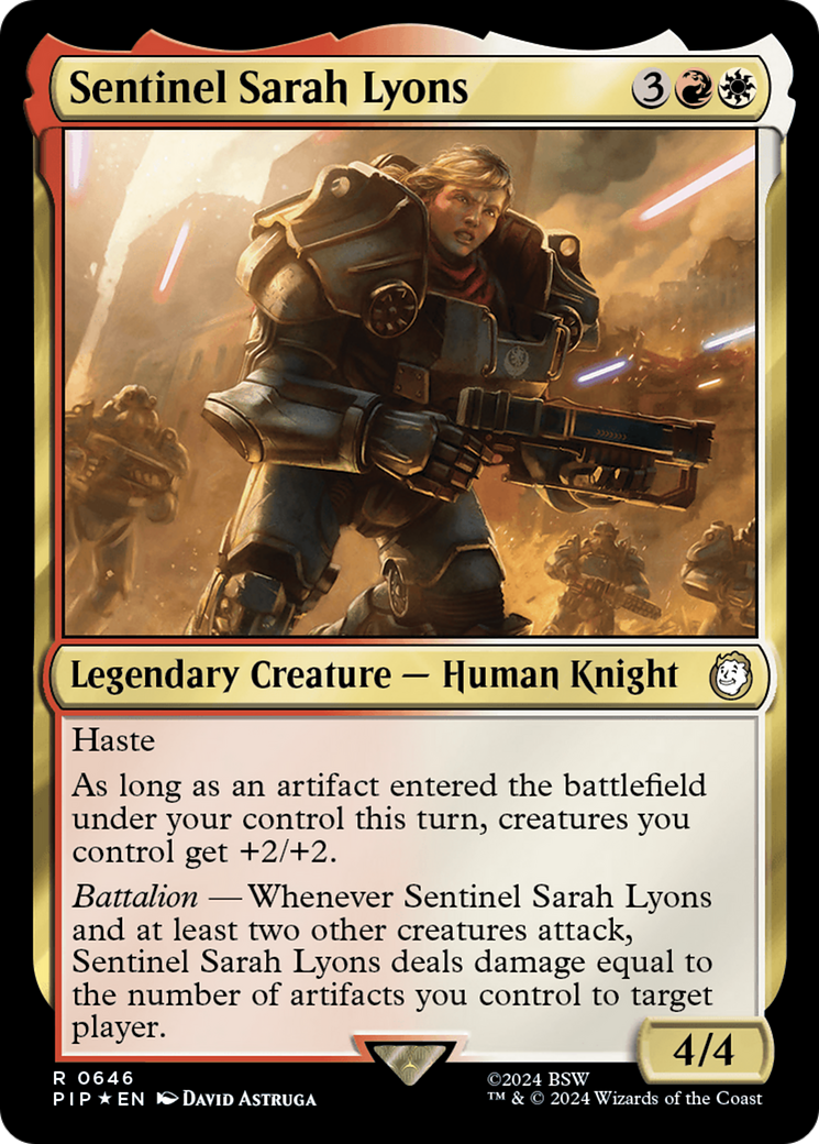 Sentinel Sarah Lyons (Surge Foil) [Fallout] | Jomio and Rueliete's Cards and Comics