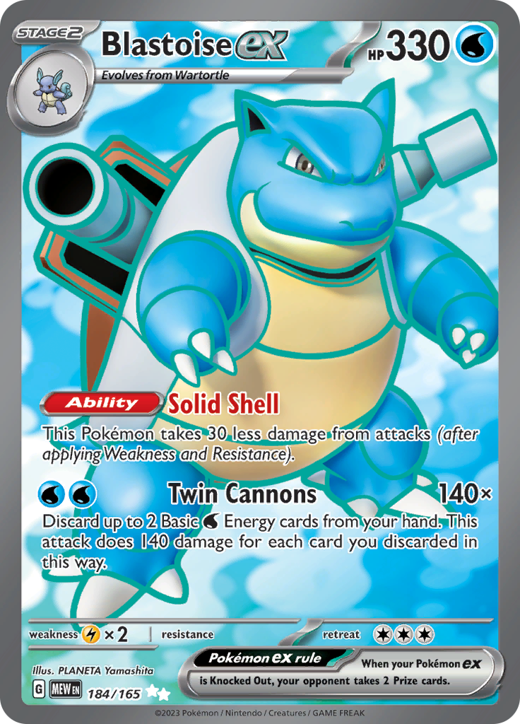 Blastoise ex (184/165) [Scarlet & Violet 151] | Jomio and Rueliete's Cards and Comics