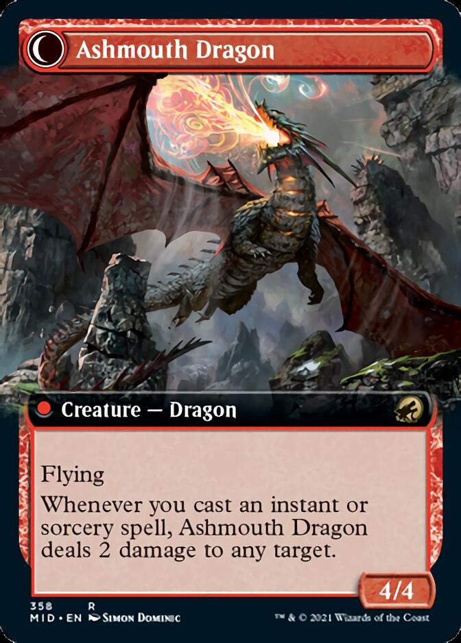 Smoldering Egg // Ashmouth Dragon (Extended Art) [Innistrad: Midnight Hunt] | Jomio and Rueliete's Cards and Comics