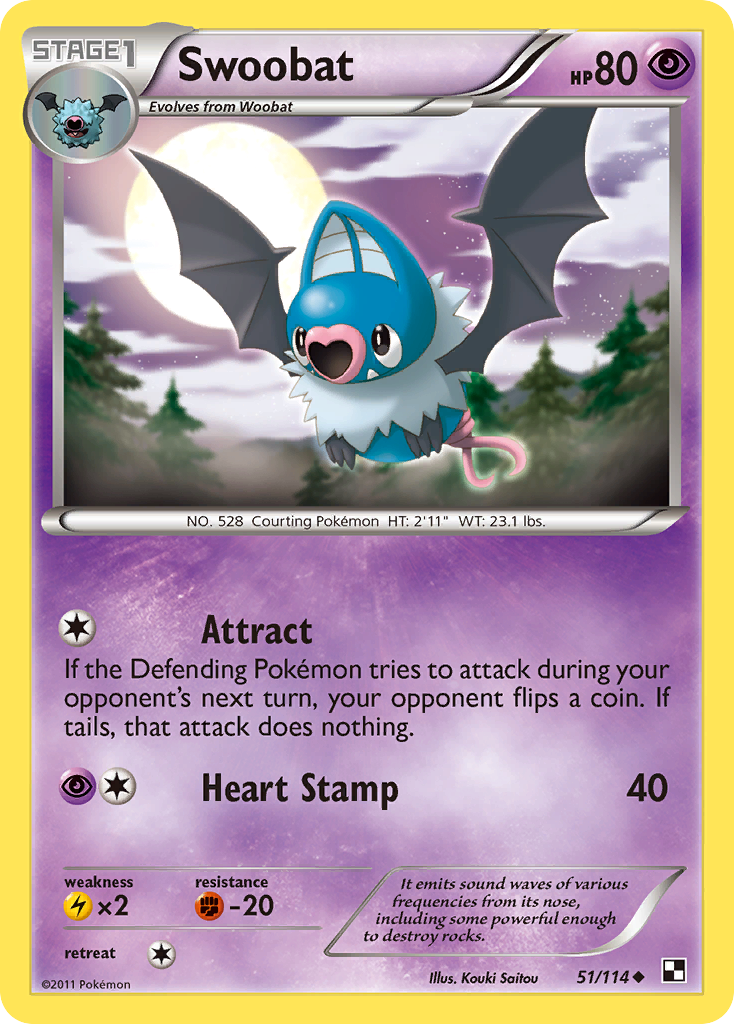Swoobat (51/114) [Black & White: Base Set] | Jomio and Rueliete's Cards and Comics
