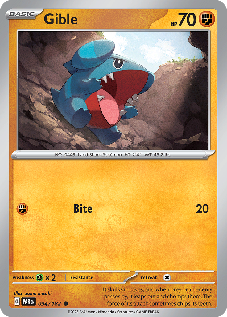Gible (094/182) [Scarlet & Violet: Paradox Rift] | Jomio and Rueliete's Cards and Comics