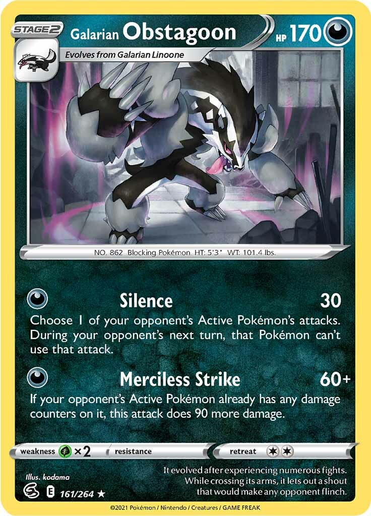 Galarian Obstagoon (161/264) [Sword & Shield: Fusion Strike] | Jomio and Rueliete's Cards and Comics