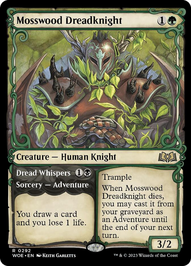 Mosswood Dreadknight // Dread Whispers (Showcase) [Wilds of Eldraine] | Jomio and Rueliete's Cards and Comics