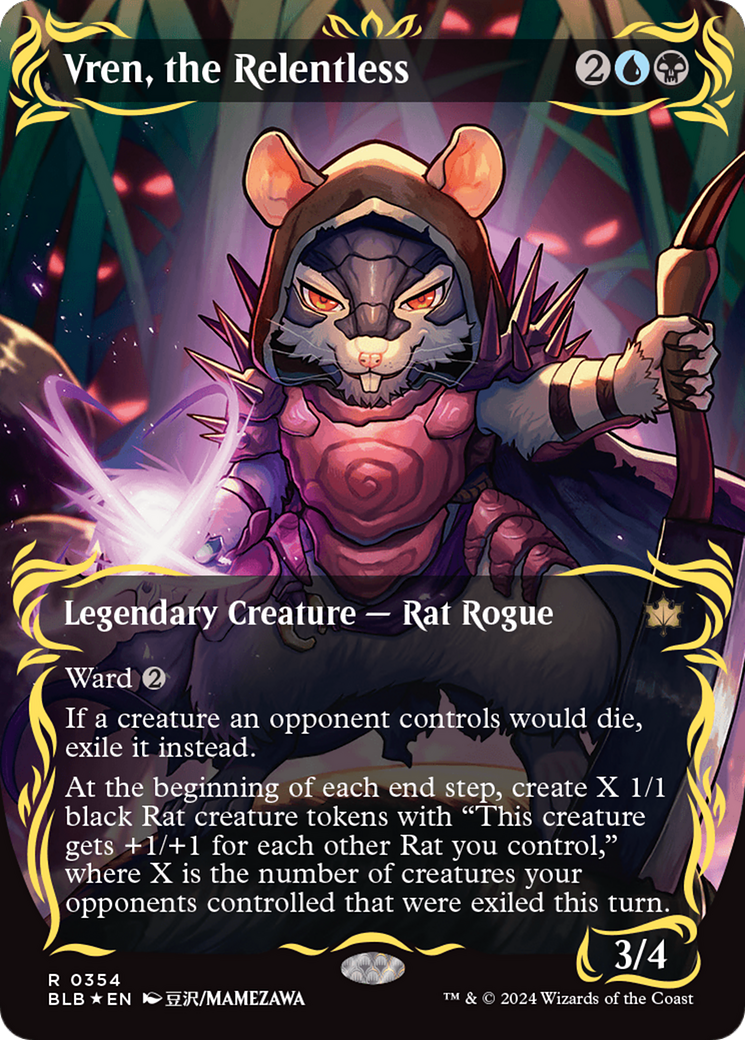 Vren, the Relentless (Borderless) (Raised Foil) [Bloomburrow] | Jomio and Rueliete's Cards and Comics