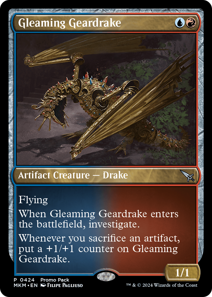Gleaming Geardrake (Promo Pack) [Murders at Karlov Manor Promos] | Jomio and Rueliete's Cards and Comics