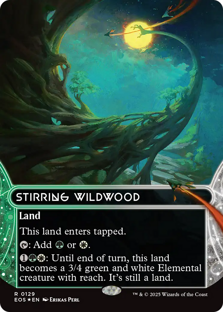 Stirring Wildwood (0129) (Borderless) (Galaxy Foil) [Edge of Eternities: Stellar Sights] | Jomio and Rueliete's Cards and Comics