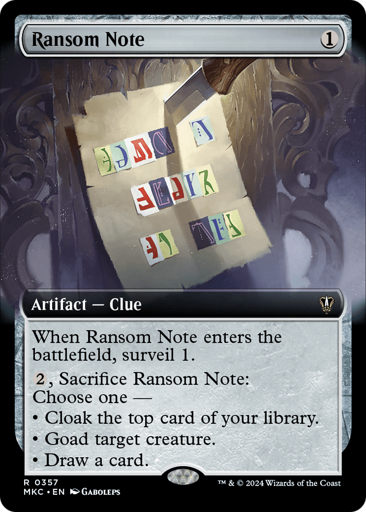 Ransom Note (0357) (Extended Art) [Murders at Karlov Manor Commander] | Jomio and Rueliete's Cards and Comics