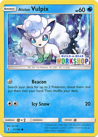 Alolan Vulpix (21/145) (Build A Bear Workshop Exclusive) [Sun & Moon: Guardians Rising] | Jomio and Rueliete's Cards and Comics