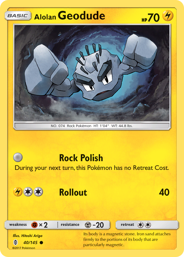 Alolan Geodude (40/145) [Sun & Moon: Guardians Rising] | Jomio and Rueliete's Cards and Comics