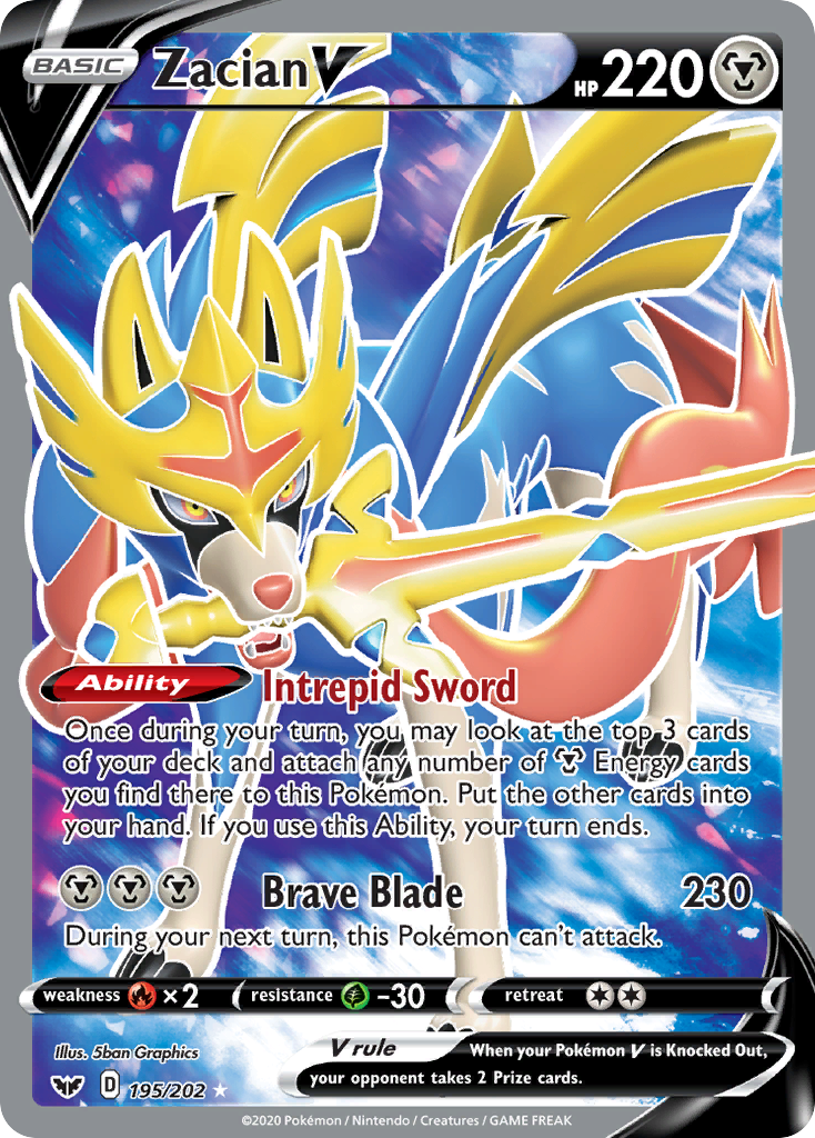 Zacian V (195/202) [Sword & Shield: Base Set] | Jomio and Rueliete's Cards and Comics
