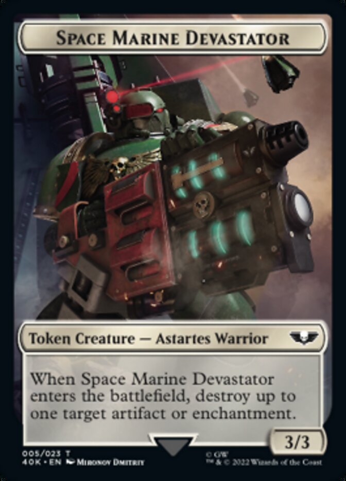 Soldier (002) // Space Marine Devastator Double-Sided Token (Surge Foil) [Warhammer 40,000 Tokens] | Jomio and Rueliete's Cards and Comics