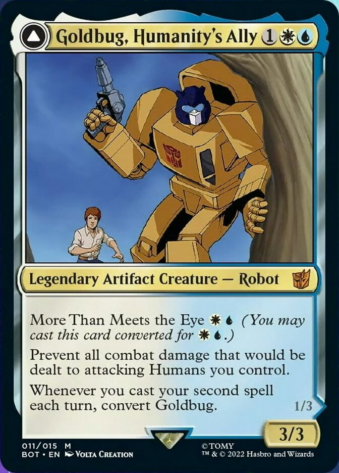 Goldbug, Humanity's Ally // Goldbug, Scrappy Scout [Transformers] | Jomio and Rueliete's Cards and Comics