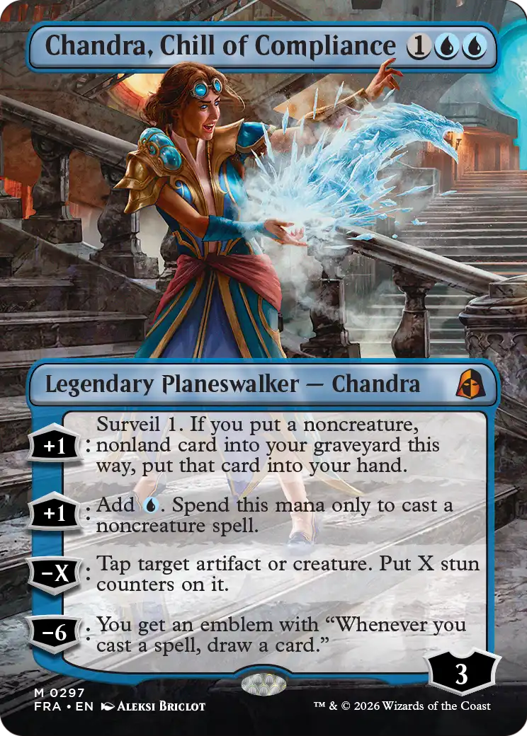 Chandra, Chill of Compliance (Borderless) [Reality Fracture] | Jomio and Rueliete's Cards and Comics