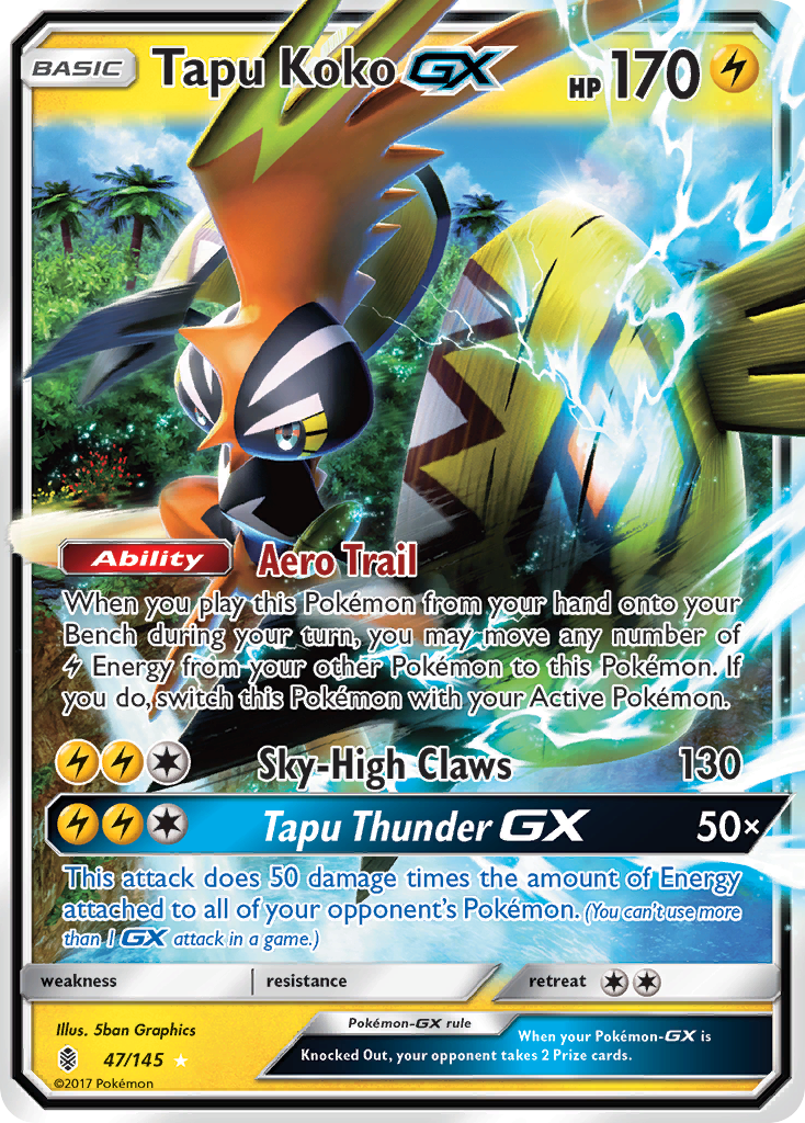 Tapu Koko GX (47/145) [Sun & Moon: Guardians Rising] | Jomio and Rueliete's Cards and Comics