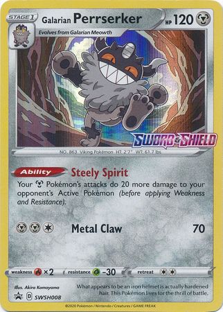 Galarian Perrserker (SWSH008) (Prerelease Promo) [Sword & Shield: Black Star Promos] | Jomio and Rueliete's Cards and Comics