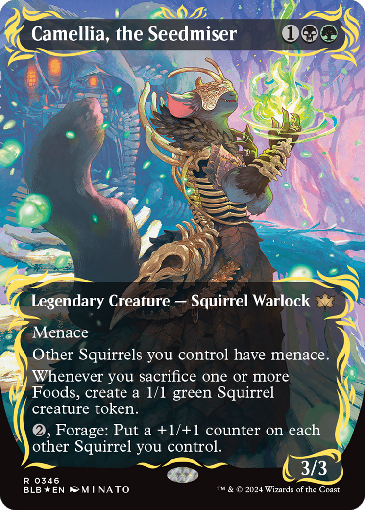 Camellia, the Seedmiser (Borderless) (Raised Foil) [Bloomburrow] | Jomio and Rueliete's Cards and Comics