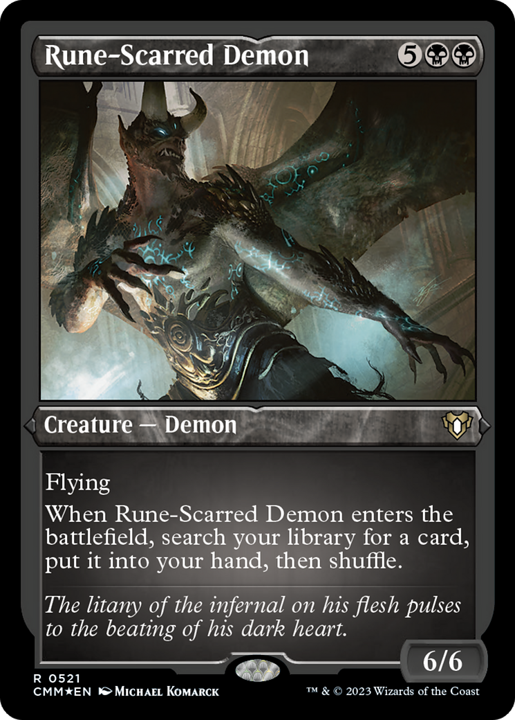 Rune-Scarred Demon (Foil Etched) [Commander Masters] | Jomio and Rueliete's Cards and Comics