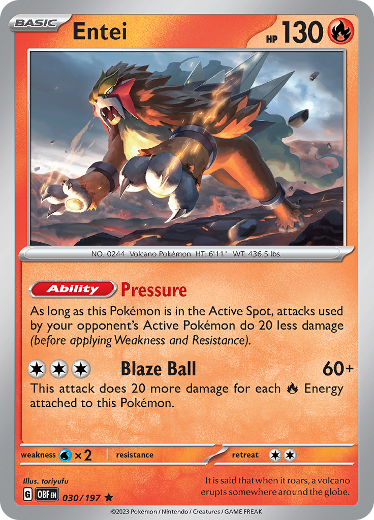 Entei (030/197) [Scarlet & Violet: Obsidian Flames] | Jomio and Rueliete's Cards and Comics