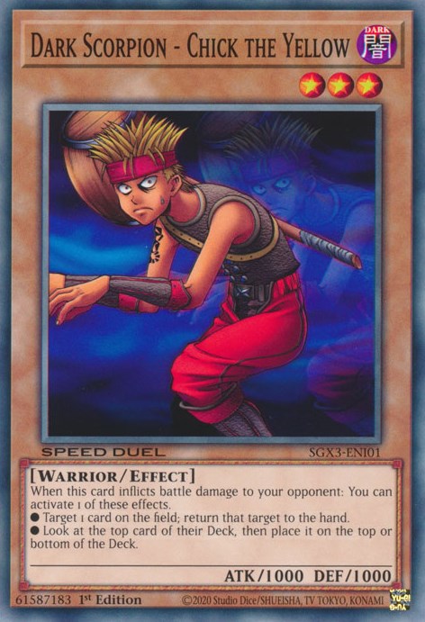 Dark Scorpion - Chick the Yellow [SGX3-ENI01] Common | Jomio and Rueliete's Cards and Comics