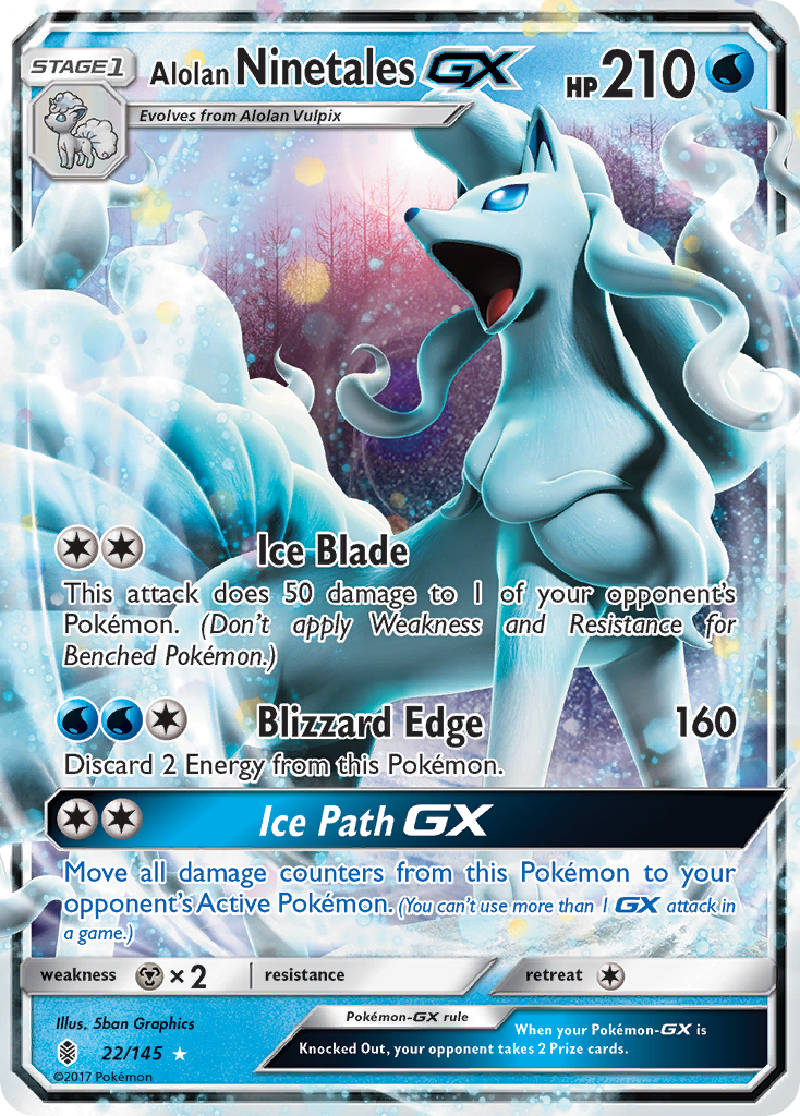 Alolan Ninetales GX (22/145) [Sun & Moon: Guardians Rising] | Jomio and Rueliete's Cards and Comics