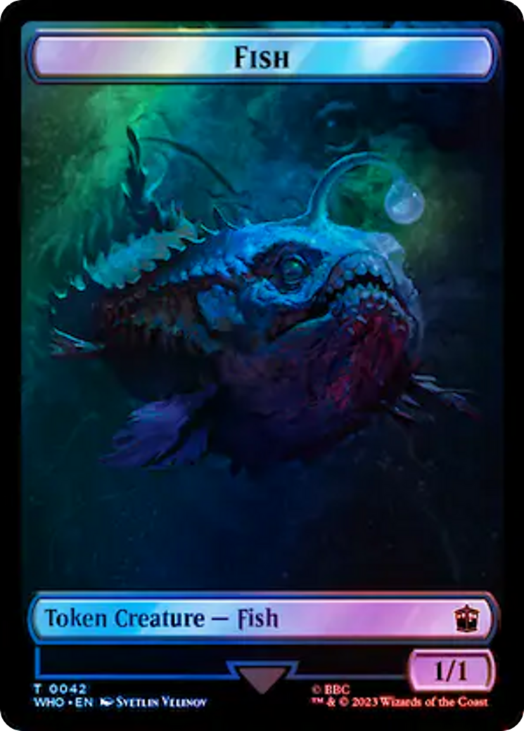 Fish // Cyberman Double-Sided Token (Surge Foil) [Doctor Who Tokens] | Jomio and Rueliete's Cards and Comics