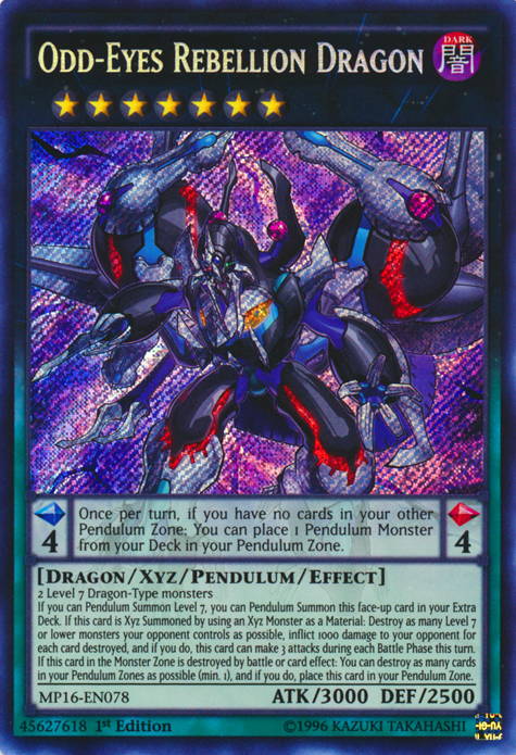Odd-Eyes Rebellion Dragon [MP16-EN078] Secret Rare | Jomio and Rueliete's Cards and Comics