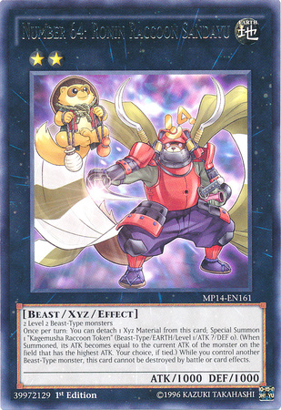 Number 64: Ronin Raccoon Sandayu [MP14-EN161] Rare | Jomio and Rueliete's Cards and Comics